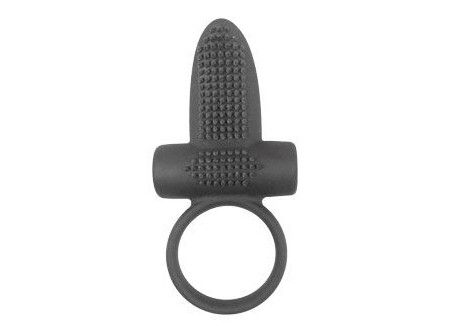 Чёрное эрекционное кольцо с вибрацией и язычком Bior toys Sex Expert SEM-55057