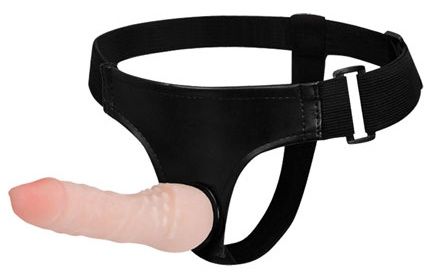 Реалистичный телесный фаллоимитатор на чёрных трусиках Bior toys EE-10216 (16,9 см)