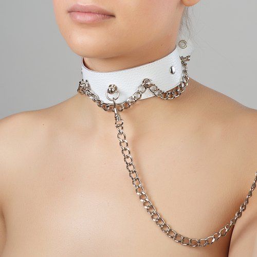 Белый ошейник с цепью Sitabella 3117-3