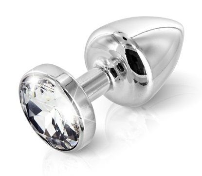 Серебристая пробка с прозрачным кристаллом DIOGOL ANNI round silver plated T3 1020053000 (9 см)