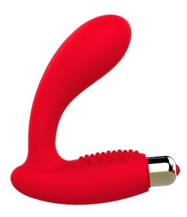 Красный овальный гладкий вибростимулятор простаты Bior toys ST-40140-3