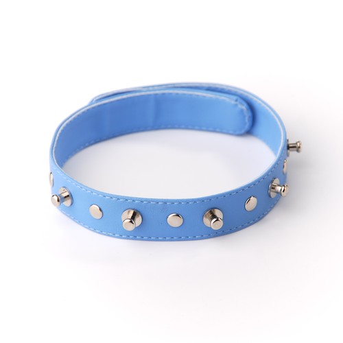 Голубой ошейник с шипами и меховой подкладкой Sitabella 5034-5