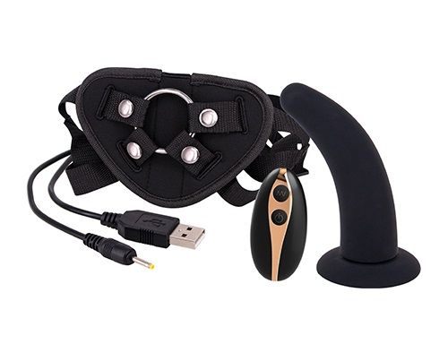 Чёрный поясной фаллоимитатор с вибрацией Seven Creations 5INCH VIBRATION DILDO STRAP-ON 51128 (12,5 см)