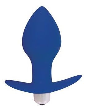 Синяя коническая анальная вибровтулка с ограничителем Bior toys ST-40169-2 (8 см)