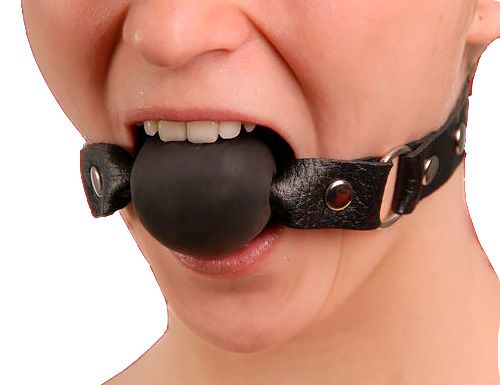 Чёрный кляп-шар на чёрных кожаных ремешках Sitabella 3091-1