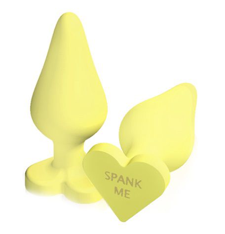 Жёлтая анальная пробка с сердечком в основании Blush Novelties NAUGHTY CANDY HEART SPANK ME BL-95630 (8,8 см)