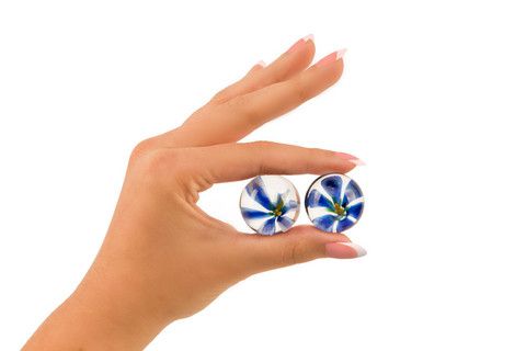 Прозрачные вагинальные шарики Topco Sales TLC CyberGlass Ben Wa Balls Blue Blossom 1003052