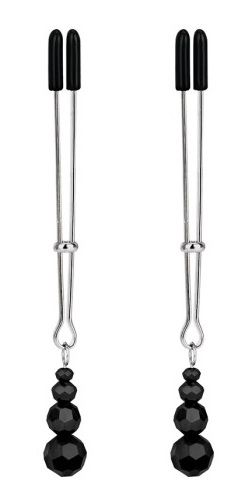 Регулируемые зажимы-пинцеты для сосков с чёрными бусинками Lux Fetish LF5210