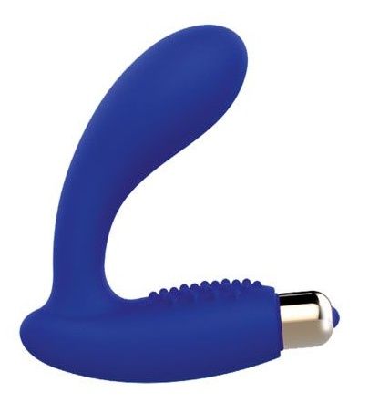 Синий овальный гладкий вибростимулятор простаты Bior toys ST-40140-2