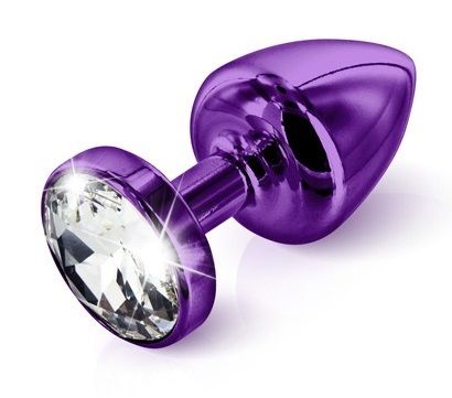 Анальная пробка с кристаллом фиолетового цвета DIOGOL ANNI round purple T3 1050053000 (9 см)