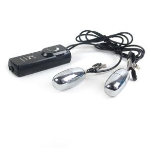 Серебристые зажимы на соски с вибрацией Baile BI-010060