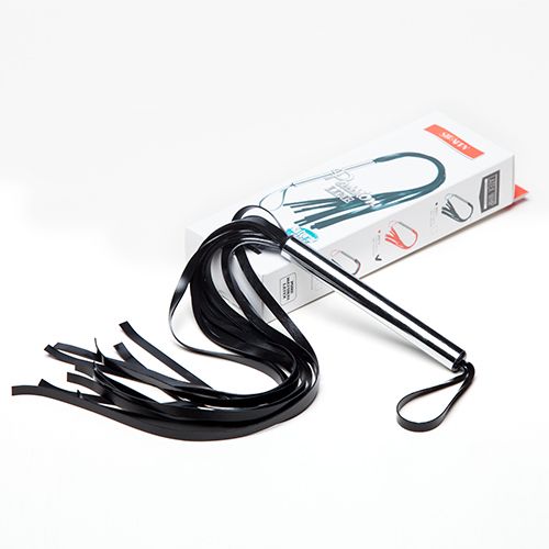 Чёрная резиновая плеть с металлической рукоятью Sitabella 6021-1 (55 см)