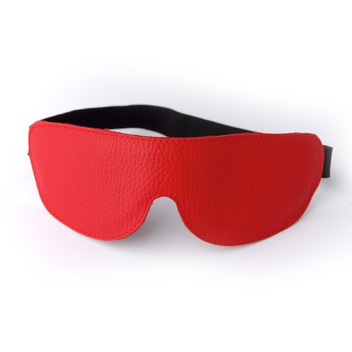 Красная кожаная маска на глаза на резиночке Sitabella 3081-2