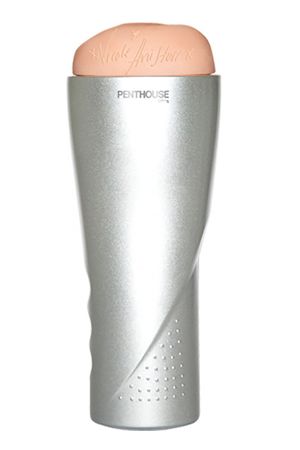 Серебристая мастурбатор-вагина в тубусе с вибрацией Topco Sales Penthouse Nicole Aniston  1091267