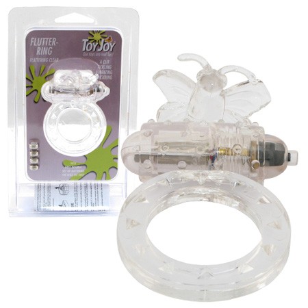 Прозрачное эрекционное виброкольцо Toy Joy Flutter-ring Vibrating Ring Clear 3006009346