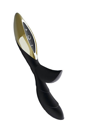 Чёрный с золотом вибратор хай-тек ZINI HUA ZV074