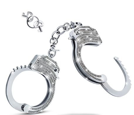 Серебристые наручники со стразами Blush Novelties Bling Cuffs BL-55500