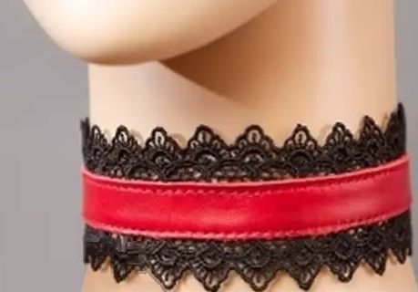 Красный ошейник с черным кружевом Подиум Р2018