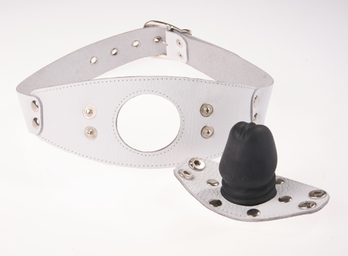 Белый кожаный кляп-фаллос Sitabella 3090-3