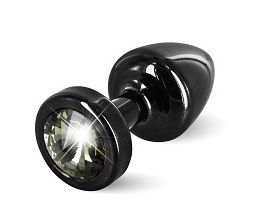 Чёрная пробка с чёрным кристаллом DIOGOL ANNI round black T1 Black Diamond 9020060072 (6 см)