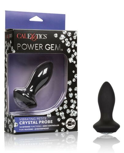 Чёрная анальная вибропробка с кристаллом California Exotic Novelties Vibrating Petite Crystal Probe SE-0385-05-3 (9,5 см)