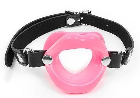 Розовый кляп-губки на чёрном ремешке Bior toys NTB-80543