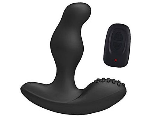 Стимулятор простаты с вращающейся головкой и с пультом ДУ чёрного цвета Levett Caesar 16019