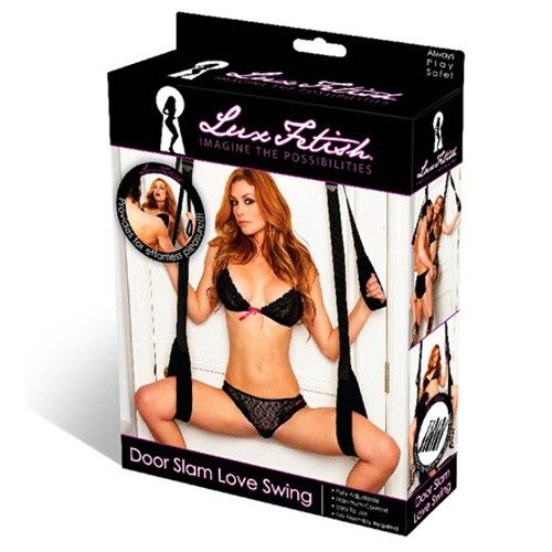 Любовные качели на дверь чёрного цвета Lux Fetish LF1462