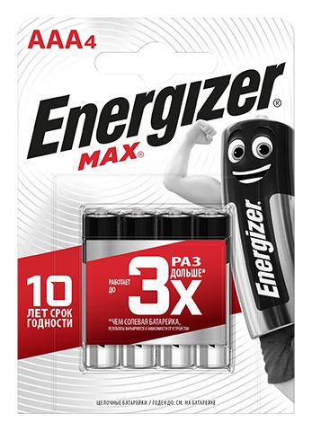 Батарейки Energizer MAX E92/AAA 1.5V E300157304 (тип AAA, 4 шт)