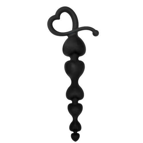 Чёрная анальная цепочка с звеньями-сердечками Toyz4lovers HEARTY ANAL WAND SILICONE T4L-00700926 (18 см)