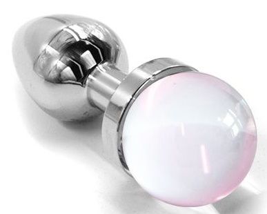 Серебристая анальная пробка с прозрачным кристаллом Kanikule AP-AL005-S (6 см)