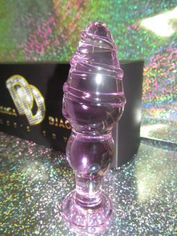 Розовая анальная ёлочка из стекла со спиралью в верхней части Джага-Джага GD217 (11 см)