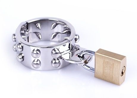 Стальное кольцо-фиксатор на пенис для любителей проколов O-Products Cylinder Spikes L 112-TMS-1312-L