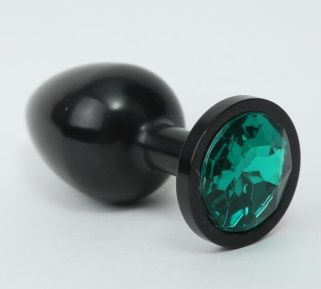 Чёрная анальная пробка с зелёным стразом 4sexdreaM 47411-6 (8,2 см)