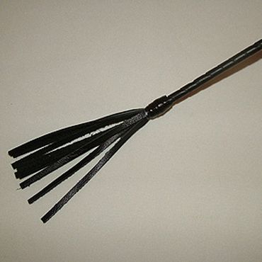 Чёрный длинный плетённый стек с наконечником-кисточкой Подиум Р191Д (85 см)