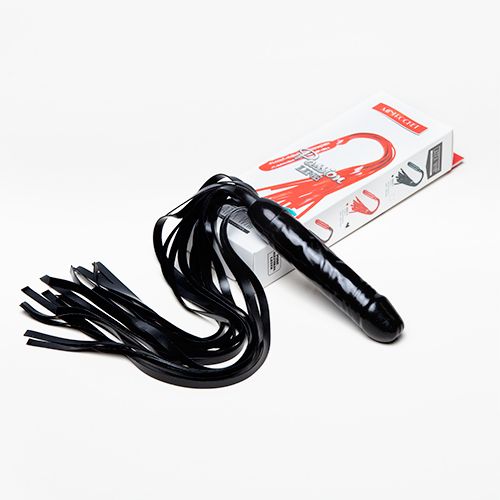 Резиновая чёрная плеть с рукоятью-фаллосом Sitabella 6023-1 (55 см)