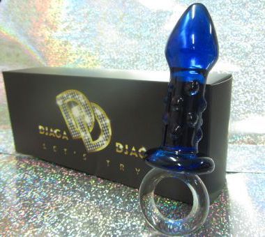 Синяя анальная пробка с пупырышками и кольцом Джага-Джага GD204 (15,5 см)