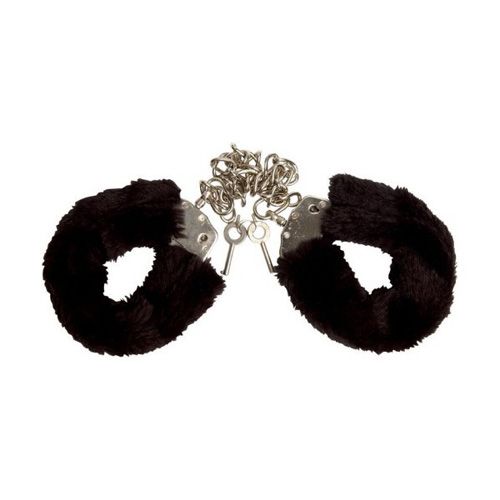 Меховые чёрные наручники Topco Sales VARIATIONS 1092256