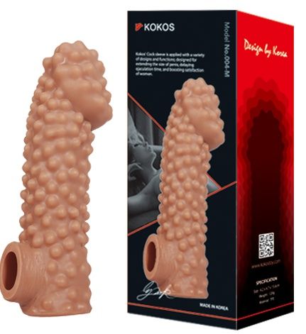 Телесная насадка на фаллос с отверстием для мошонки KOKOS RES.004-M (15,6 см)