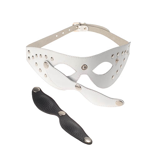 Белая кожаная маска на глаза с отстегивающимися шорами Sitabella 3080-3