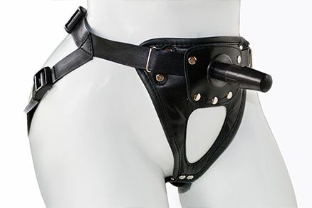 Чёрный пояс-трусики с телесной насадкой LOVETOY (А-Полимер) Soft-Принц 980400 (17 см)