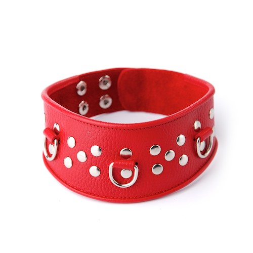Кожаный красный ошейник с велюровой подкладкой Sitabella 3115-2