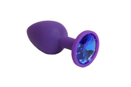 Фиолетовая силиконовая пробка с синим стразом 4sexdreaM 47081 (7,1 см)