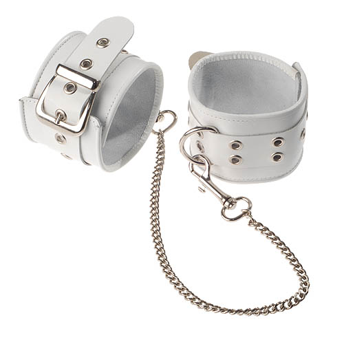 Белые кожаные оковы с широким ремешком Sitabella 3072-3