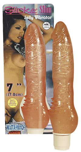 Вибратор с блёстками и клиторальными шипами телесного цвета NMC Slick Slim 0555630 (17,8 см)