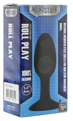 Чёрная анальная пробка с шариком внутри Dream Toys MENZSTUFF ROLL PLAY SMALL 20838 (8 см)