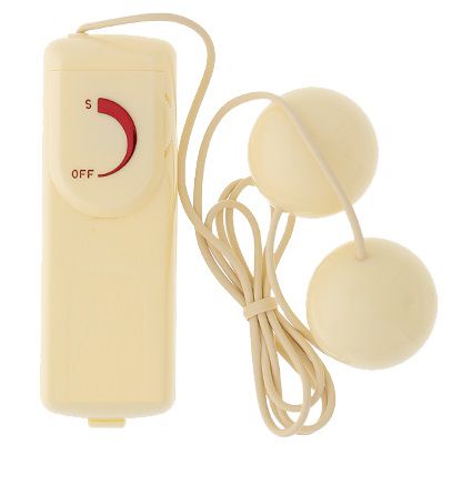 Пластиковые вагинальные шарики в молочном цвете с вибратором Seven Creations ORGASM VIBRATING BALL J7214IV BX GP