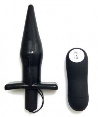 Анальная чёрная пробка с радиоуправлением Baile BI-014333-0801 (16 см)