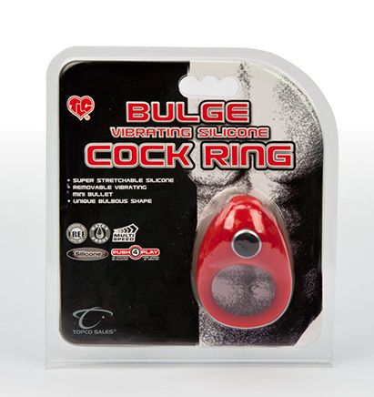 Красное эрекционное кольцо с вибропулей Topco Sales TLC Buldge Vibrating Silicone Cock Ring 1006030
