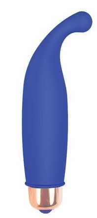 Синий вибромассажёр с изогнутым кончиком Bior toys ST-40124-2 (9,5 см)